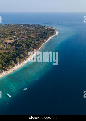 Luftaufnahme von Gili Meno Insel gegen klare Himmel in Bali, Indonesien Stockfoto