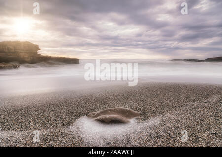 Neuseeland, Südinsel, Punakaiki, Strand am Ende der Truman Track Stockfoto