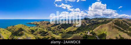 Neuseeland, Ozeanien, North Island, Waikato Coromandel Halbinsel, Manaia, State Highway 25 (Manaia Road), Luftaufnahme von Kirita Bay Stockfoto