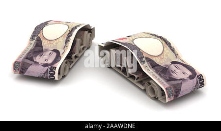 Autofinanzierung mit Japanischen Yen (isoliert auf weißem Hintergrund) Stockfoto