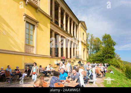 Edenkoben: Schloss Villa Ludwigshöhe, Restaurant in Weinstraße, Deutsche Weinstraße, Rheinland-Pfalz, Rheinland-Pfalz, Deutschland Stockfoto