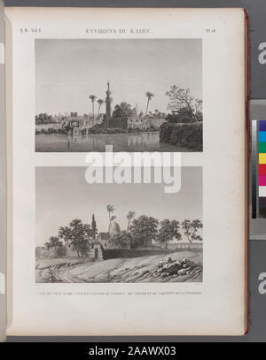 Umgebung du Kaire (Kairo) 1 Vue de Vieux Kaire; 2 Vue d'un Santon ou Tombeau de Cheykh et de l'Aqueduc de la Citadelle Umgebung du Kaire [cairo]. 1. Vue de Vieux Kaire; 2. Vue d'un Santon ou Tombeau de Cheykh et de l'Aqueduc de la Citadelle.; Umgebung du Kaire [cairo]. 1. Vue de Vieux Kaire; 2. Vue d'un Santon ou Tombeau de Cheykh et de l'Aqueduc de la Citadelle. Stockfoto