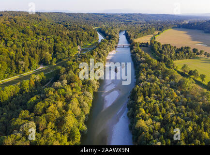 Deutschland, Bayern, Schftlarn, Luftaufnahme von Isar Stockfoto