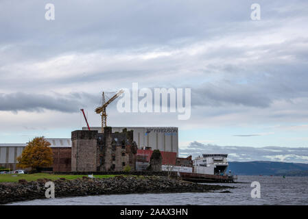 Port Glasgow, Inverclyde/Schottland - 12/11/2019 Ferguson Marine Schiffbau von der schottischen Regierung Gebäude Calmac Fähre nach nationalisiert werden Stockfoto