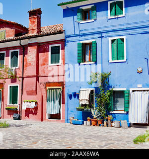 Die Häuser der Fischer in Burano - Venedig Stockfoto