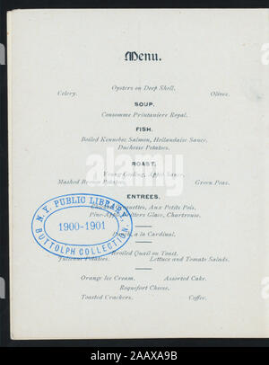 14. BURNS JUBILÄUM (Durch) SPRINGFIELD CALEDONIANS (at) HOTEL (HOTEL WÜRDIG gehalten ;) PORTRAIT VON ROBERT BURNS AUF DER ABDECKUNG; PROGRAMM VON VERBRENNUNGEN VERBRENNUNGEN ARBEITET; 14. JAHRESTAG [von] SPRINGFIELD CALEDONIANS [at] HOTEL WÜRDIG (HOTEL gehalten ;) Stockfoto