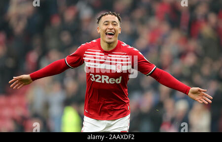 Middlesbrough ist Marcus Tavernier feiert ersten Ziel seiner Seite des Spiels zählen während der Himmel Wette WM-Spiel im Riverside Stadium, Middlesbrough. Stockfoto