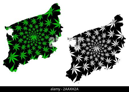 Woiwodschaft Westpommern (administrative divisions, Woiwodschaften Polens) Karte cannabis Blatt grün und schwarz ausgelegt ist, Vorpommern Provinz Stock Vektor