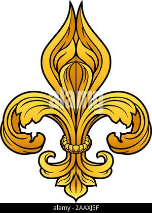 Fleur De Lis Gold Grafik Design Stock Vektor