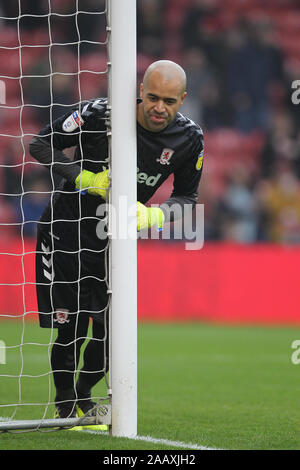 Middlesbrough, UK. 24. November 2019. Darren Randolph von Middlesbrough während der Sky Bet Championship Match zwischen Middlesbrough und Hull City im Riverside Stadium, Middlesbrough am Sonntag, den 24. November 2019. Stockfoto