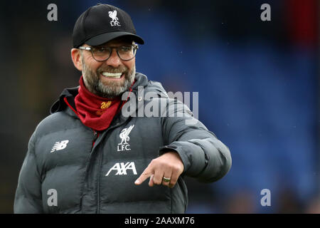 Der Selhurst Park, London, UK. 23 Nov, 2019. Fußball der englischen Premier League, Crystal Palace gegen Liverpool, Liverpool Manager Jürgen Klopp Credit: Aktion plus Sport/Alamy leben Nachrichten Stockfoto