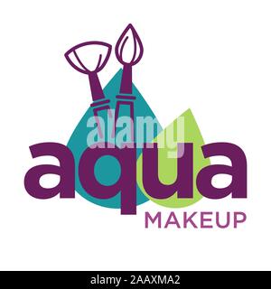 Pinsel und Farbe Tropfen, aqua Make-up isolierte Symbol Stock Vektor