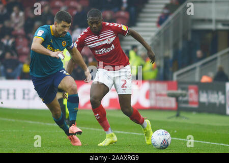 Marcus Tavernierr feiert nach zählen während der Himmel Wette Championship Match zwischen Middlesbrough und Hull City im Riverside Stadium, Middlesbrough am Sonntag, den 24. November 2019. Stockfoto