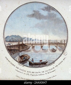 Vue du Pont de Louis XVI, en face de la Place de Louis XV, beginnen en1787 d'Apres les Dessins de M. Peronnet. In vues prittoresques des principaux e Stockfoto