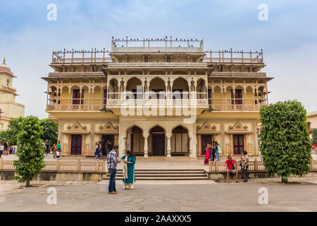 Mubarak Mahal Gebäude der Stadt Palast in Jaipur, Indien Stockfoto