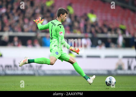 Stuttgart, Deutschland. 24 Nov, 2019. torwart Benjamin Uphoff (KSC). GES/Fußball/2. Bundesliga: VfB Stuttgart - Karlsruher SC, 24.11.2019 Fußball: 2. Liga: VfB Stuttgart vs Karlsruher SC, Stuttgart, 24. November 2019 | Verwendung der weltweiten Kredit: dpa/Alamy leben Nachrichten Stockfoto