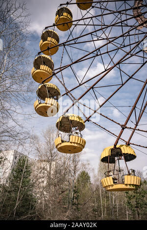 Alte Riesenrad in die Geisterstadt Pripyat. Folgen der Unfall im Kernkraftwerk Tschernobyl Stockfoto