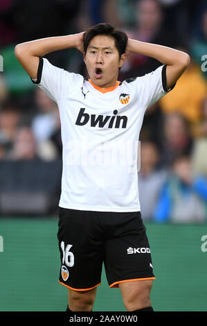 SEVILLA, 23-11-2019. Primera Division Liga. LaLiga. Estadio Benito Villamarin. Lee Kang-in (Valencia CF) während des Spiels Real Betis - Valencia CF. Stockfoto