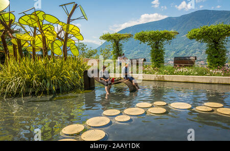 Die Botanischen Gärten von Schloss Trauttmansorff, Meran in Trentino Alto Adige, Italien, Europa, August 2019 Stockfoto