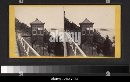 Fort Lafayette, New York Harbor Fernsicht umfasst einerseits - farbige Anzeigen. Robert Dennis Sammlung von stereoskopische Ansichten. Einige Ansichten haben steuerstempel angebracht. Titel von Cataloger'. Blick auf den Hafen von New York: Fähren, Segelschiffe, Piers und Kaianlagen, Dampfschiffe, einschließlich der Vorsehung und mit Blick auf den Innenbereich, schwebenden Getreidesilos, Lastkähne, Werften, Männer aus dem französischen Mann-von-Krieg Landung in einem dory an der Batterie, die US Barge Office und den Versand news Büro des New York Herald, der Fuß der Whitehall Street, Soldaten auf einen italienischen Mann-von-Krieg mit Bajonetten, Fort Lafayette, Stockfoto