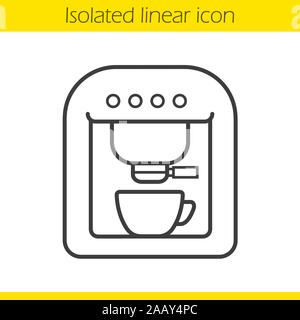 Kaffeemaschine lineare Symbol. Espressomaschine dünne Linie Abbildung. Kontur Symbol. Vektor isoliert Maßbild Stock Vektor