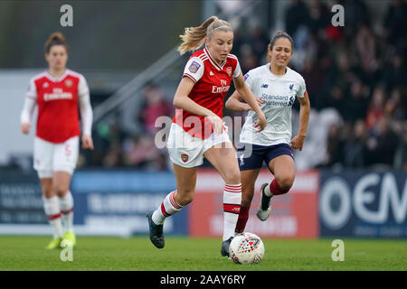 Borehamwood, Großbritannien. 24 Nov, 2019. Lea Williamson von Arsenal geht nach vorne während der Super League Spiel der Frauen zwischen Arsenal und Liverpool an der Wiese Park in Leicester, England am 24. November 2019 Credit: SPP Sport Presse Foto. /Alamy leben Nachrichten Stockfoto