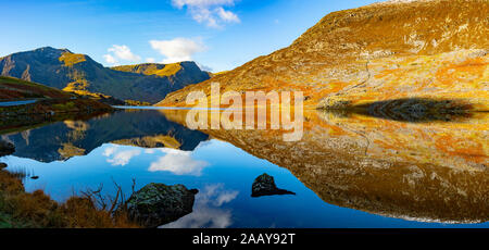 Llyn Ogwen, nahe Bethesda, Gwynedd, Wales. Bild im November 2019 getroffen. Stockfoto