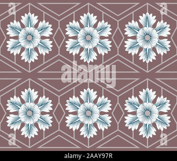 Nahtlose floral mit geometrischen Design Pattern. Stockfoto