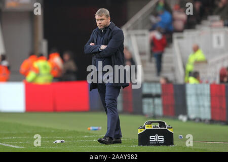 Middlesbrough, UK. 24. November 2019. Hull City Manager Grant McCann während der Sky Bet Championship Match zwischen Middlesbrough und Hull City im Riverside Stadium, Middlesbrough am Sonntag, den 24. November 2019. Stockfoto