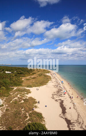 Luftaufnahme von Bill Baggs Cape Florida State Park auf Key Biscayne in Miami, Florida. Stockfoto