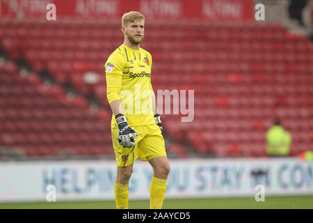 Middlesbrough, UK. 24. November 2019. George Lange von Hull City während der Sky Bet Championship Match zwischen Middlesbrough und Hull City im Riverside Stadium, Middlesbrough am Sonntag, den 24. November 2019. Stockfoto