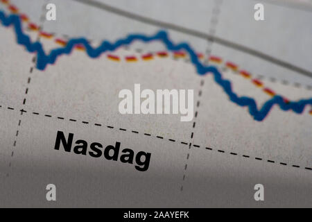 Schaltplan, Tageszeitung, Börse Stockfoto