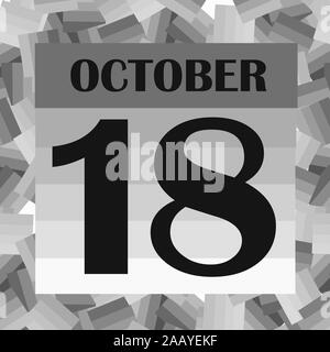 Oktober 18 Symbol. Für wichtige Tag planen. Banner für Feiertage und besondere Tage. Abbildung: in den Farben Schwarz und Weiß. Stockfoto