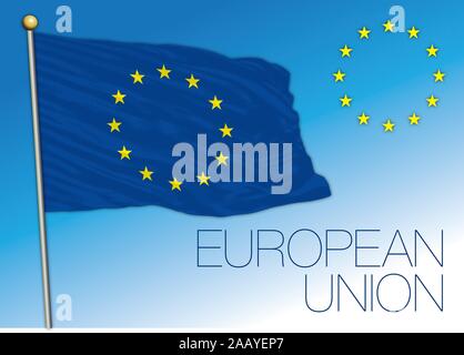 Die Europäische Union offizielle Flagge und Wappen, Vector Illustration, Europa Stock Vektor