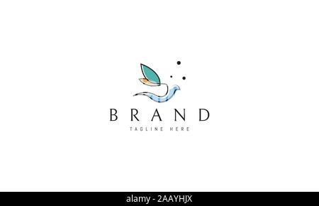Vector Farbe Logo auf dem das abstrakte Bild der Taube in einer linearen Stil. Stock Vektor