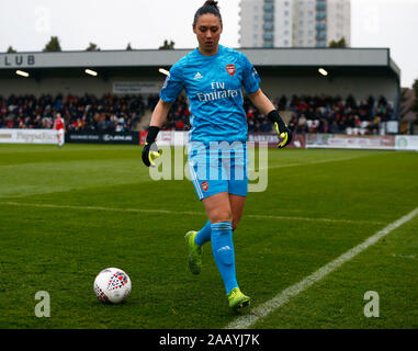 Borehamwood, Großbritannien. 24 Nov, 2019. Portsmouth, England - 24. NOVEMBER: Manuela Zinsberger von Arsenal während Super von Barclays Frauen League Spiel zwischen Arsenal und Liverpool Frauen Frauen an der Wiese Park Stadion am 24. November 2019 in Peterborough, England Credit: Aktion Foto Sport/Alamy leben Nachrichten Stockfoto