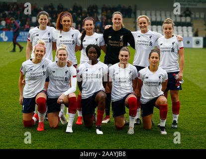 Borehamwood, Großbritannien. 24 Nov, 2019. Portsmouth, England - 24. NOVEMBER: Liverpool Mannschaft schoss während Super von Barclays Frauen League Spiel zwischen Arsenal und Liverpool Frauen Frauen an der Wiese Park Stadion am 24. November 2019 in Peterborough, England Credit: Aktion Foto Sport/Alamy leben Nachrichten Stockfoto