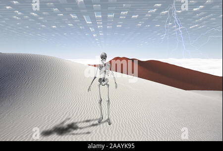 Skelett in die Weiße Wüste. Labyrinth Wolken Stockfoto
