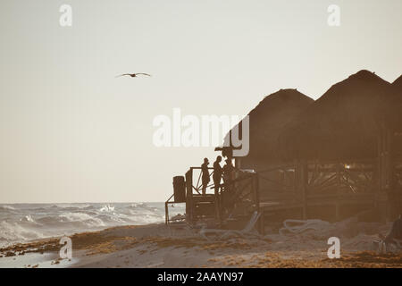 Sonnenuntergang in einer Strandbar bei Cayo Largo Stockfoto