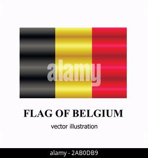 Banner mit Flagge von Belgien. Bunte Illustrationen mit Fahne für Design. Abbildung: Flagge von Belgien mit Falten. Vector Illustration mit weißen Hintergrund. Stock Vektor