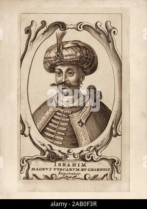 Gravur von Ibrahim I (Boris; 1615 - 1648), Sultan des Osmanischen Reiches von 1640 bis 1648. Er wurde später namens Ibrahim der Mad, 20. Jahrhundert Stockfoto