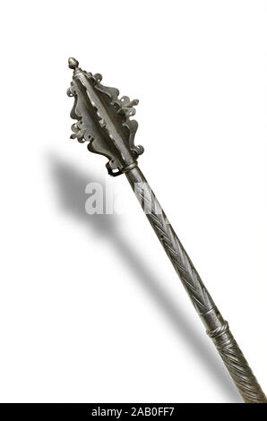 Italienische flanged mace Der Cavalier. Italien. 16. Jahrhundert. Auf weissem Hintergrund Stockfoto