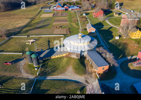 Runde Scheune, Hancock Shaker Village, Pittsfield, Lenox, MA Stockfoto