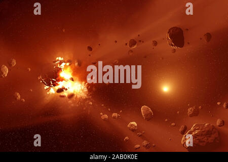 Von asteroid Kollision zwischen kosmischer Staub. Elemente dieses Bild von der NASA eingerichtet Stockfoto