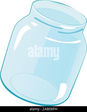 Leere öffnen großes Glas Glas für Konservierung Bulk- und flüssiges Produkt auf weißem Hintergrund. Flache Zeichnung Vektor icon. Single Küche ware lieferbar Design Element Stock Vektor