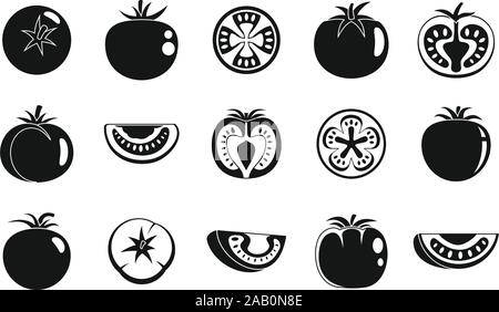 Garten Tomaten Symbole gesetzt. Einfache Garten Tomaten Vector Icons für Web Design auf weißem Hintergrund Stock Vektor