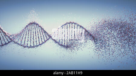 Syndrom und genetische Störung, 3D-Darstellung der Wissenschaft Konzept. Bunte DNA-Molekül. Stockfoto