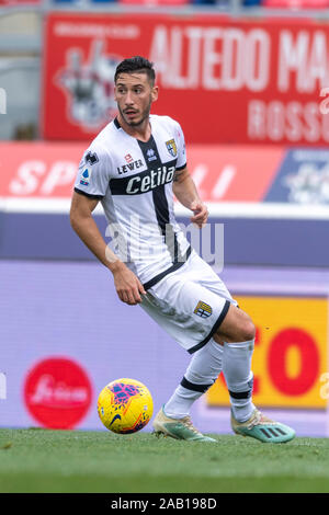 Mattia Sprocati (Parma) während Erie der Italienischen eine "Übereinstimmung zwischen Bologna 2-2 Parma an Renato alle Ara Stadion am 24 November, 2019 in Bologna, Italien. Credit: Maurizio Borsari/LBA/Alamy leben Nachrichten Stockfoto