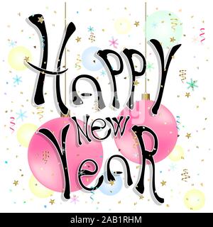 Schriftzug Frohes neues Jahr Vector Illustration. Frohes neues Jahr Grußkarte. Stock Vektor