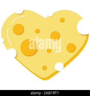 Herzform Käse vektor Symbol auf weißem Hintergrund. Stock Vektor